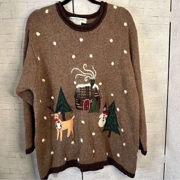 Vintage, Victoria Jones, Christmas sweater in excellent condition size 1X - Picture 1 of 5
